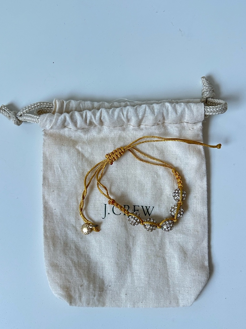 J Crew Crystal on Yellow Silk Cord Bracelet